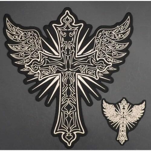 Wing Cross Embroidery Patch Badge Cloth Leather Jacket Decoration Back High-grade Iron-On