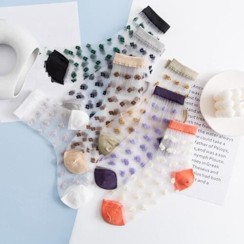 Thin Silk Womens Sock Summer Transparent Pattern Thin Section Mesh Breathable Cotton Socks Girl Women Fashion Harajuku Socks