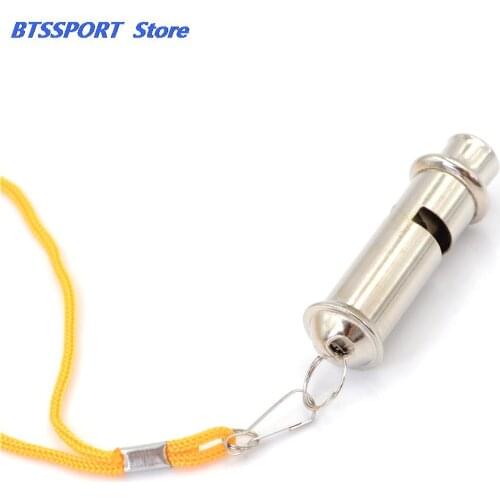 New Arrival Police Bobby Survival Silver Metal Whistle with Neck Chain Training Football Basketball Match Judge Outdoor Camping