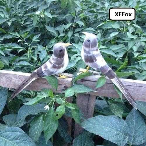 A pair of cute real life bird models foam&feather gray bird toys gift about 22cm xf0611