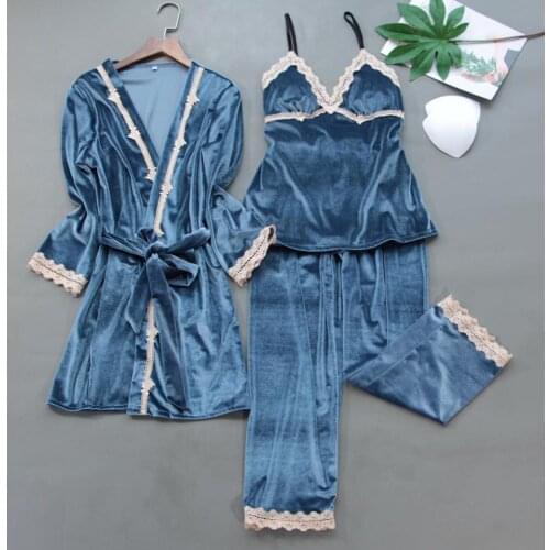 BeeHouse robe sets sexy nightwear lingerie setpijama feminino pijama underwear szata zestawy three piece set women camisola