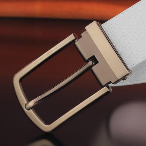 High Quality White Casual Leather Belt Fashion Mens Belt Black Pin Buckle Designer Belt Ceinture Homme