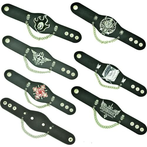 Bsarai Final Fantasy Black Butler One piece Naruto Sharingan Attack on Titan Vampire Knight Bleach Punk Bracelet Wristband