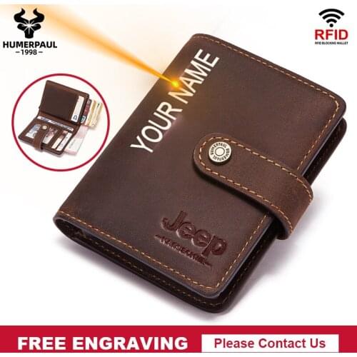 Rfid Card Holder Cow Leather Men Wallet Blocking Magic Bifold Slim Mini Wallets Coin Purses Small Money Bag Gift For Male 2021