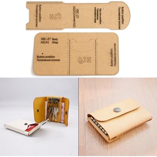 DIY Sewing Pattern Key Holder Kraft Paper Template Wallet Kraft Drawing Paper Pattern Leather Coin Bag Sewing Drawing Stencils