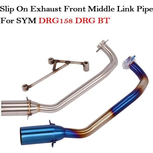 Slip On Full Exhaust System For SYM DRG BT DRG158 DRG 158 Motorcycle Exhaust Modified Escape Moto Muffler Front Middle Link Pipe