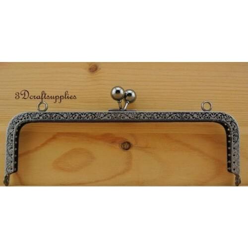 Bag purse frame metal frame sewing frame clasp 20.5 cm x 6.5 cm Gunmetal Z51