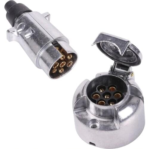 Trailer Accessories- 7 Pin Trailer Plug 12V Rv Sockets Towbar Towing 7Pin Metal Trailer Connectors