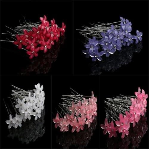 10pcs/lot Flower Crystal Rhinestone UShaped Hairpin HairClip Women Wedding Bridal Headdress Jewelry Hair Accessories