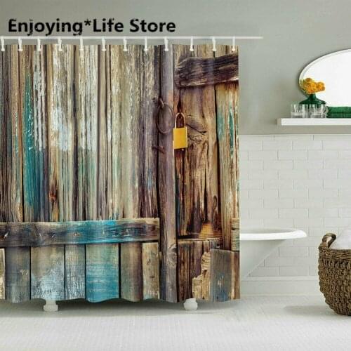 Rustic Farmhouse Shower Curtain Decor Wooden Door Vintage Desgin Bath Curtains Shower Curtain Bathroom Shower Curtain
