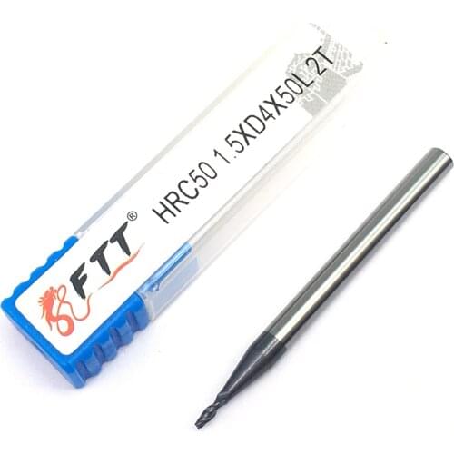 1PCS HRC50 1.5XD4X50L 2Flute Alloy Carbide Endmills Tungsten Steel Milling Cutter Milling Tools End Mill Solid Carbide Endmill