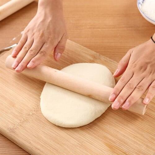 1pc Solid Natural Wood Cooking Tools Fondant Cake Decoration Rollers Dough Roller Kitchen Accessories Rolling Pin Portable