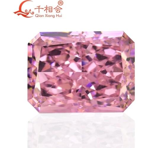 12x16mm pink color rectangle shape brilliant crushed ice cut cubic zirconia loose stone cz stone