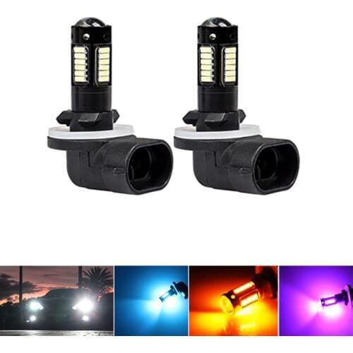 2pcs High Power H27 881/H27 880 LED Replacement Bulbs Car Fog Lights Daytime Running Lights DRL Lamps 12V White Amber Ice Blue
