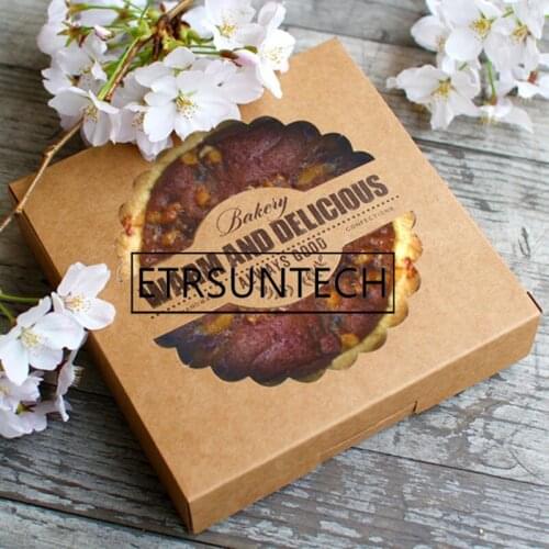 200pcs 6 inch kraft paper pizza box cheese/pancake/cake/ packaging packaging box for birthday party