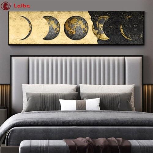 3d diamond embroidery Abstract art, golden moon Diy full diamond painting stitch cross mosaic picture rhinestones home art