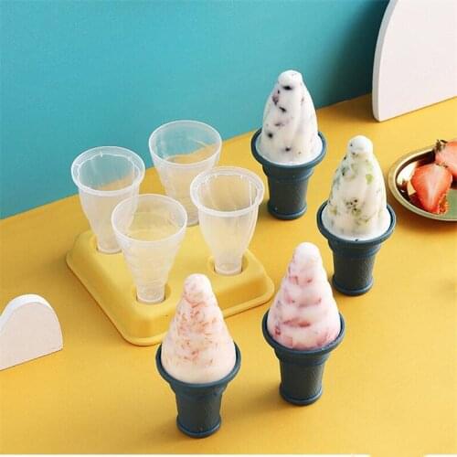 4pcs DIY Ice Cream Maker Mold Creative Cute Cooking Tools Popsicle Molds Frozen Ice Cube Maker Kawaii Mould Tray Kitchen Molds