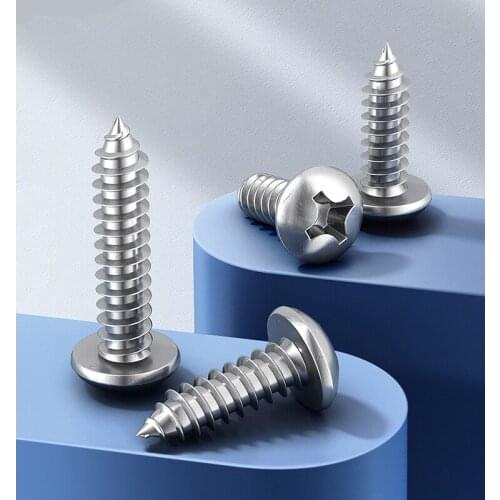 5/10pcs M5 M6 M8 304 stainless steel Cross Phillips Pan Round Head Self tapping Wood Screw