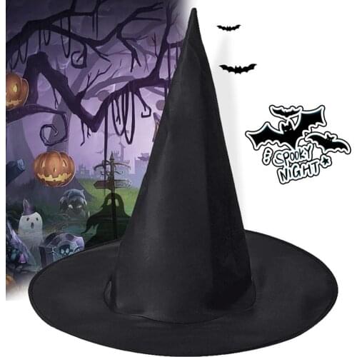 5/10pcs Halloween Witch Hat Costume Props Wider Reliable Adult Womens Black Witch Hat For Halloween Costume Party Accessory