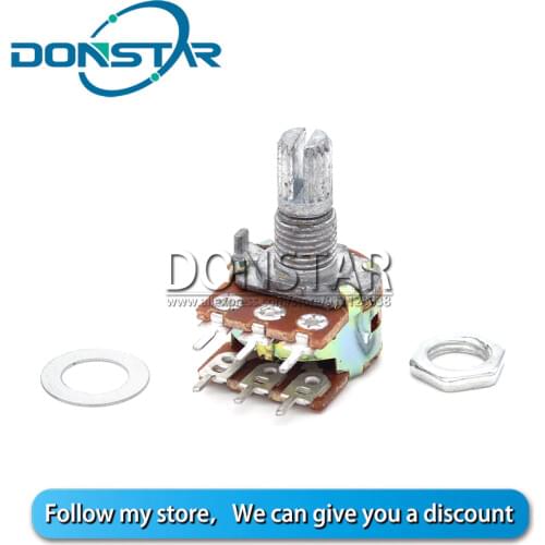 5PCS Shaft Amplifier Dual Stereo Potentiometer WH148 1K 2K 5K 10K 20K 50K 100K 250K 500K 1M OHM 15MM 6 PIN Rotary Potentiometer
