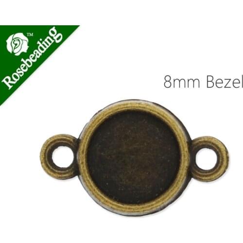 8mm Round Antique Bronze Plated 2 sides bezel for bracelet,bracelet blanks,cuff bracelet blank,sold 50pcs/lot-C4329