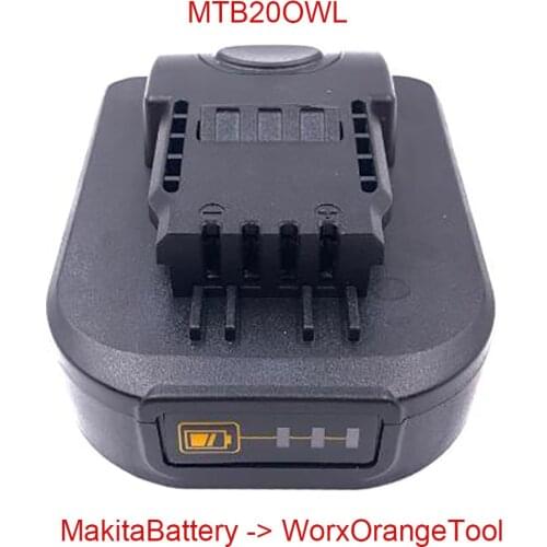 Adapter Converter DWB18OWL MTB18OWL MWB18OWL use Makita DeWalt Milwaukee Li-ion Battery on Worx Orange Small Foot 20V Tool