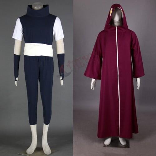 Athemis Anime Naruto cosplay Kabuto Yakushi Cosplay Costumes Unisex Outfits Red Cloak Casual Clothes Any Size
