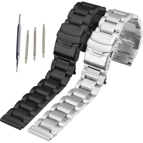 Trapezoidal Design Quick Release Stainless Steel Watchbands Bracelet 18 20 22 24mm Solid Metal Watch Band Men Strap Accessories