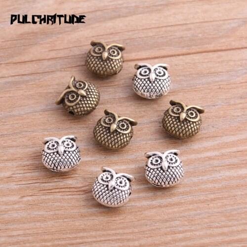 8pcs 11*11mm Two Color Owl Bead Spacer Bead Charms For Diy Beaded Bracelets Jewelry Handmade Making