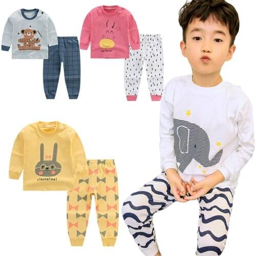 Kids Cartoon Pajamas Sets Baby Girl Clothes 2PCS Top+Pant Children Sleep Suit Sleepwear Pajamas For Boys Girls Nightwear Pyjamas