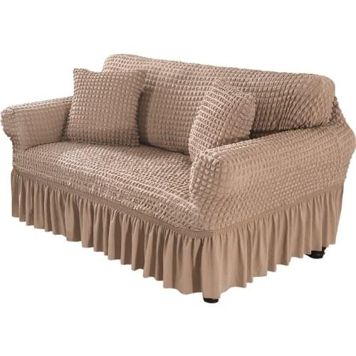 European sofa Cover with Armrests Cloth Bubble Gauze Universal Cover Skirt All-inclusive Sofa Cushion Cover for Living Room