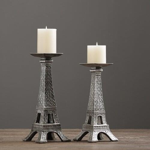 European rustic retro handicrafts candlestick home decor creative lantern vintage candler bar and cafe Eiffel Tower candle