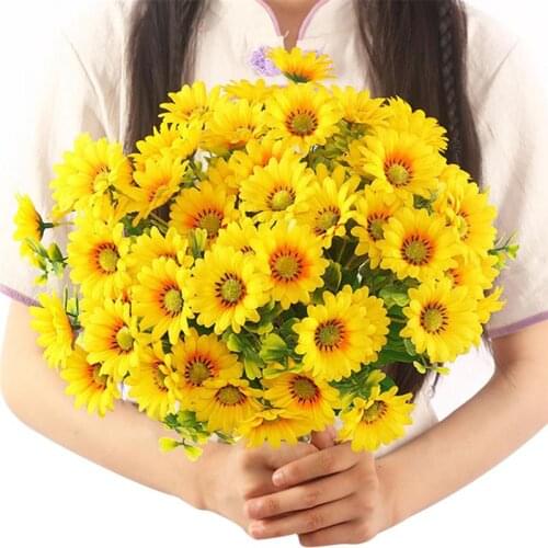 Artificial Sunflower Bouquet Plastic Realistic Faux Sunflower Plant Decoration For Living Room Wedding Party Events Accessories