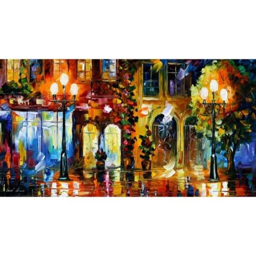 Beautiful landscape paintings night doors palette knife art on canvas wall pictures for living room