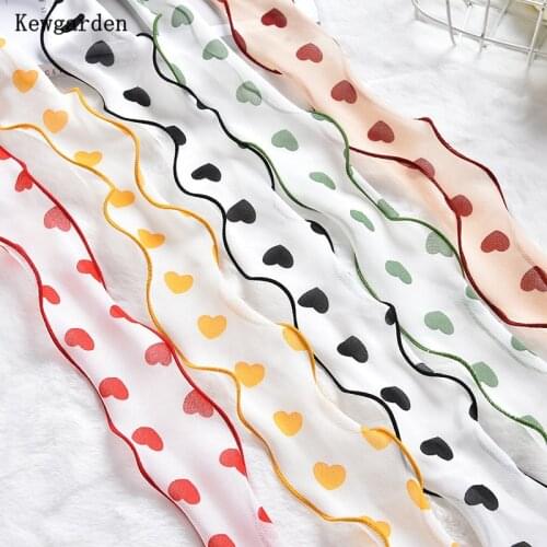 Kewgarden 6cm 60mm Wave Edge Love Heart Organza Ribbons DIY Hairbow Accessories Handmade Tape Gift Packing Tulle Riband 10 Yards