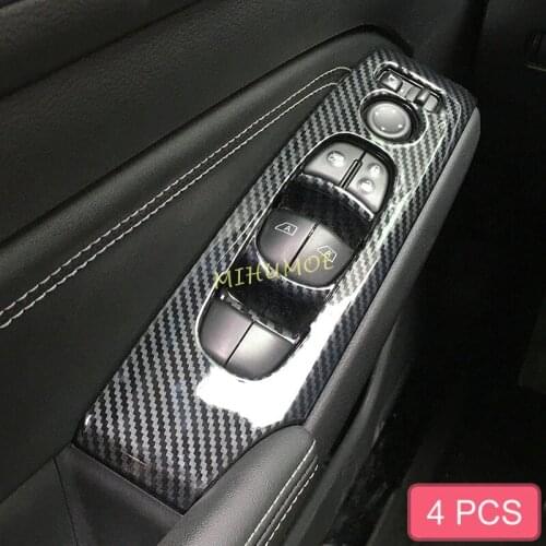 Carbon Fiber Interior Door Window Switch Cover Trims For 2019-2021 Nissan Altima