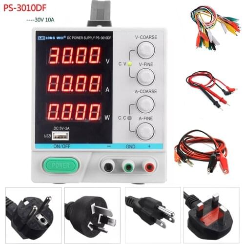 LW PS-3010DF DC power supply New 30V 10A high precision 4-digit display USB charging repair switching laboratory power supply