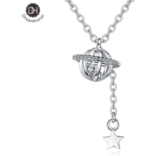 Dreamhonor 2021 Fashion Cosmic Planet Star Luxury Zircon Pandent 925 Sterling Silver Chain Necklaces Jewelry Accessory