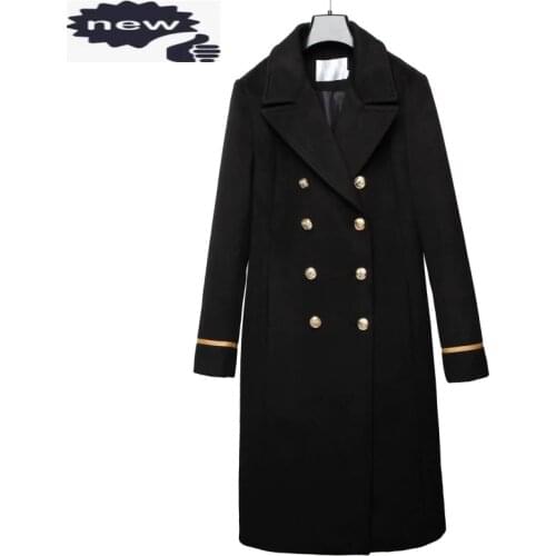 Autumn Winter Men Woolen Blends Overcoat Military Style Double Breasted Long Trench Coat Fashion Wool Windbreaker Outwear Coats