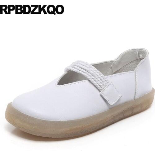 Soft Flats Women Large Size Japanese School Traditional Chinese Shoes Thick Sole Platform Mori Girl Mary Jane White Hook Loop