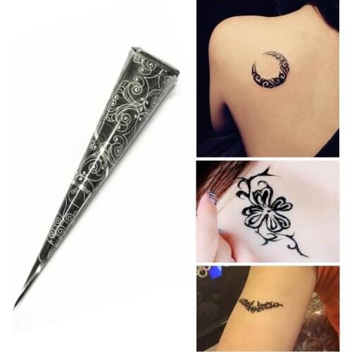 Temporary Tattoo Kit Black Herbal Henna Cones Body Art Paint Ink DIY Natural Color Temporary Waterproof Tattoo