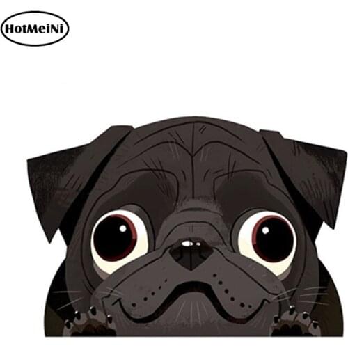 HotMeiNi 13cm x 8.9cm Black Pug Vinyl Decal Cartoon Animal Car Sticker Window Bumper Decor Waterproof Car Styling Accessories