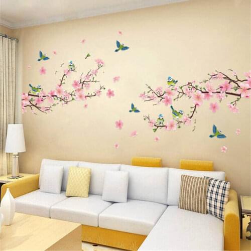 Sakura Wall Stickers Kids Rooms Bedroom Living Room DIY Art PVC Beautiful Flower Tree Removable Wallpaper home decor