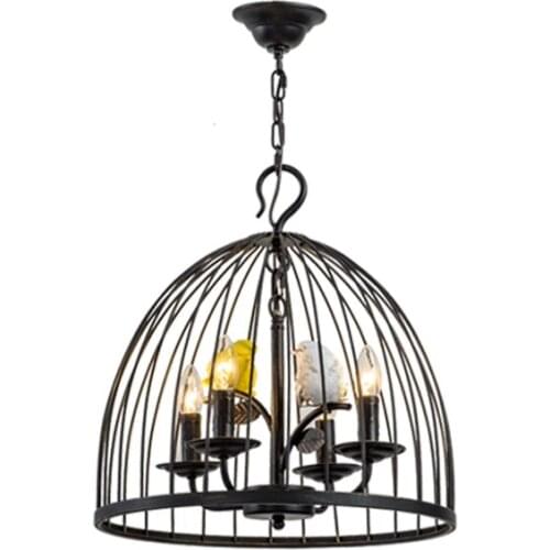 Nordic Iron Bird Hanging Lamp E14 Retro Birdcage Terrace Chandelier Fixture Lights Bar Bedroom Living Room Kitchen Lighting P644