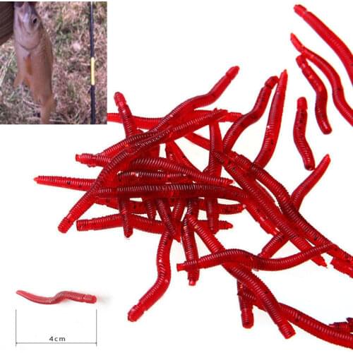 New 100pcs 4.5cm Bloodworm Soft Fish Bionic Baits High Quality PVC Earthworm Fish Baits Lures Red