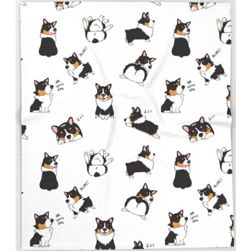 Dog Animal Cartoon Throw Blanket Cute Kids Design Corgi Blankets for Beds Christmas Decorations for Home