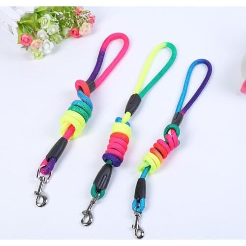 Soft Dog Leashes Strong Nylon Rope Rainbow Color For Puppy Small Large Cat Outdoor Walking Collar Leads Pet Products Dropshiping