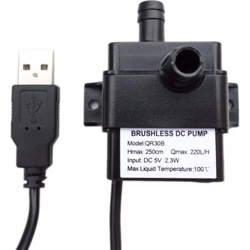 Professional Low Noise QR30B DC 5V 2.3W 220L/H Flow Rate Waterproof IP68 CPU Cooling Car Brushless Water Pump 2017 Top Sale