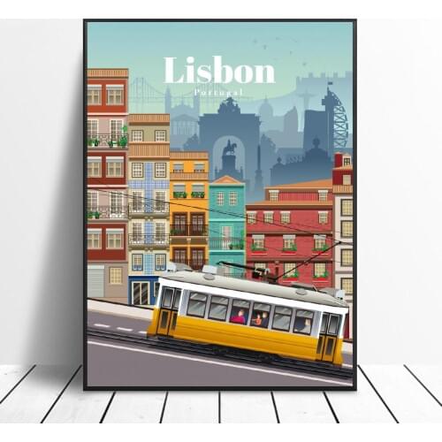 Travel to Lisbon Canvas Travel poster Wall Art Pictures for Living Room Home Decor No Frame