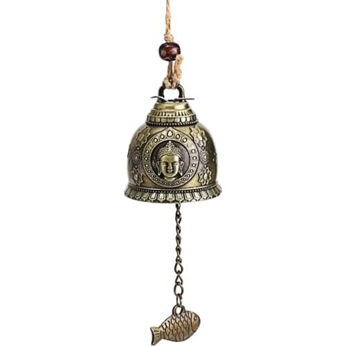 Retro Buddha Statue Pattern Bell Chime for Good Luck Fortune Home and Car Crafts Hanging Feng Shui Decoration